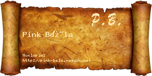 Pink Béla névjegykártya